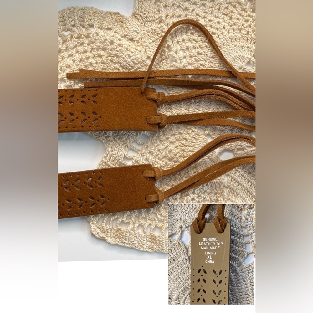Brown genuine leather and faux suede bealt